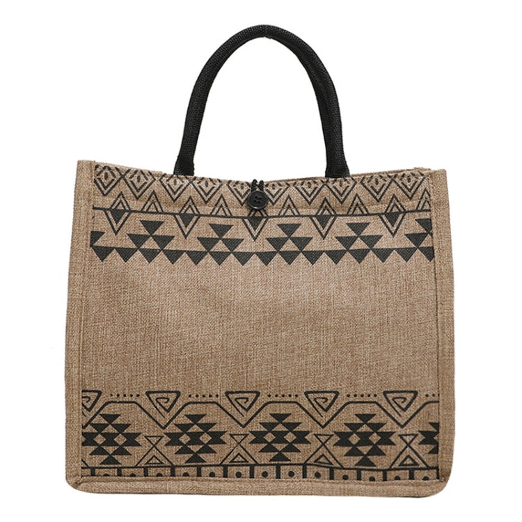 Nation Style Printing Handbag Simple Large Capacity Linen Tote Bag(Triangle)