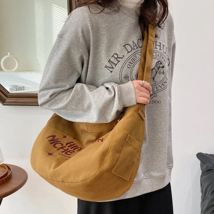 Large Capacity Canvas Bag Women Tote Printed Letter Casual Simple Shoulder Bag(White)