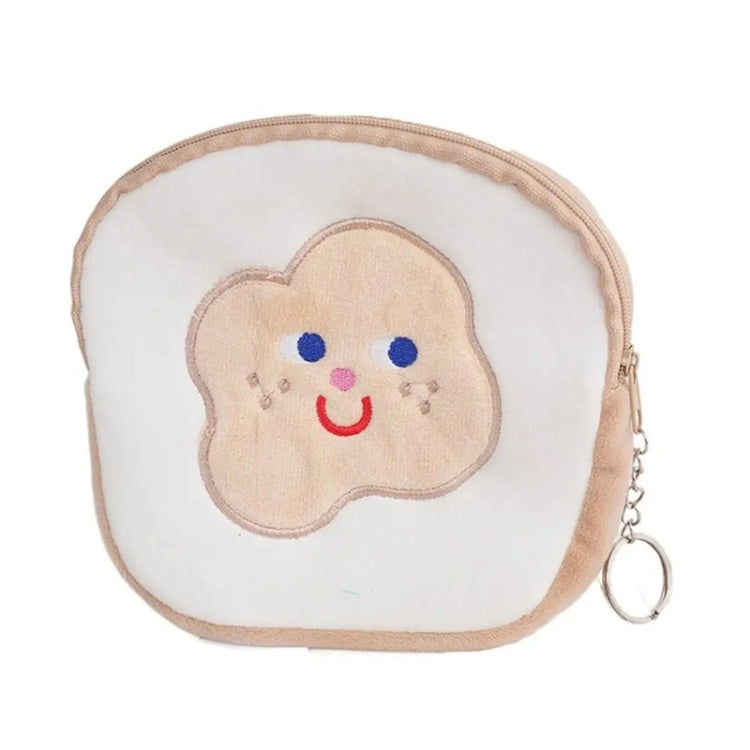 Cute Breakfast Cartoon Wallet Coin Lipstick Data Cable Storage Bag Purse, Style: Bread