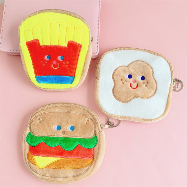 Cute Breakfast Cartoon Wallet Coin Lipstick Data Cable Storage Bag Purse, Style: Hamburger