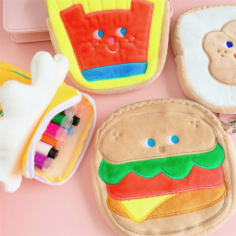 Cute Breakfast Cartoon Wallet Coin Lipstick Data Cable Storage Bag Purse, Style: Hamburger