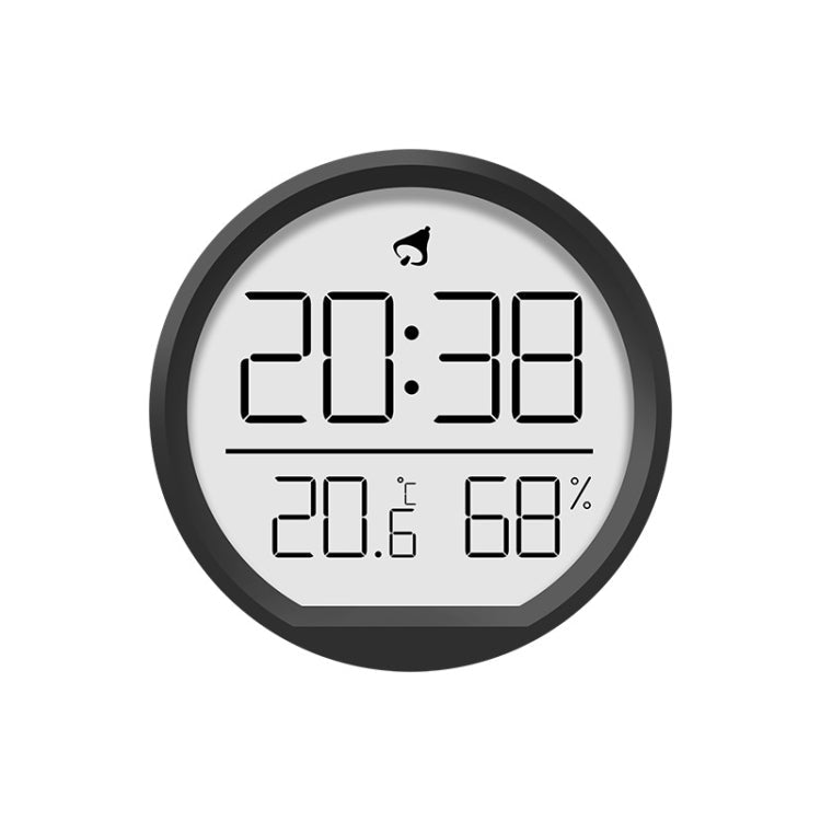 Slim Magnetic Thermometer And Hygrometer Clock Home Wall-Mounted Electronic Clock(Black)