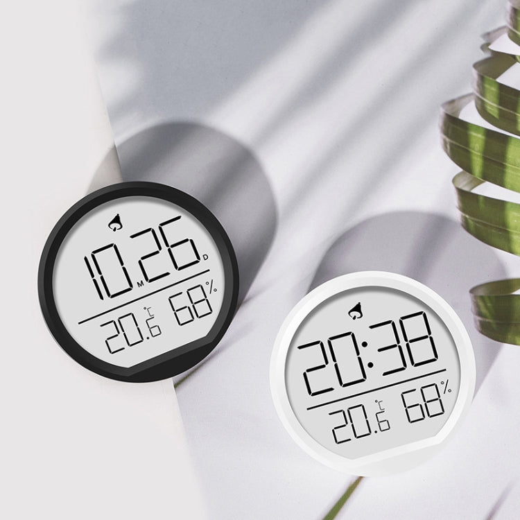 Slim Magnetic Thermometer And Hygrometer Clock Home Wall-Mounted Electronic Clock(White)