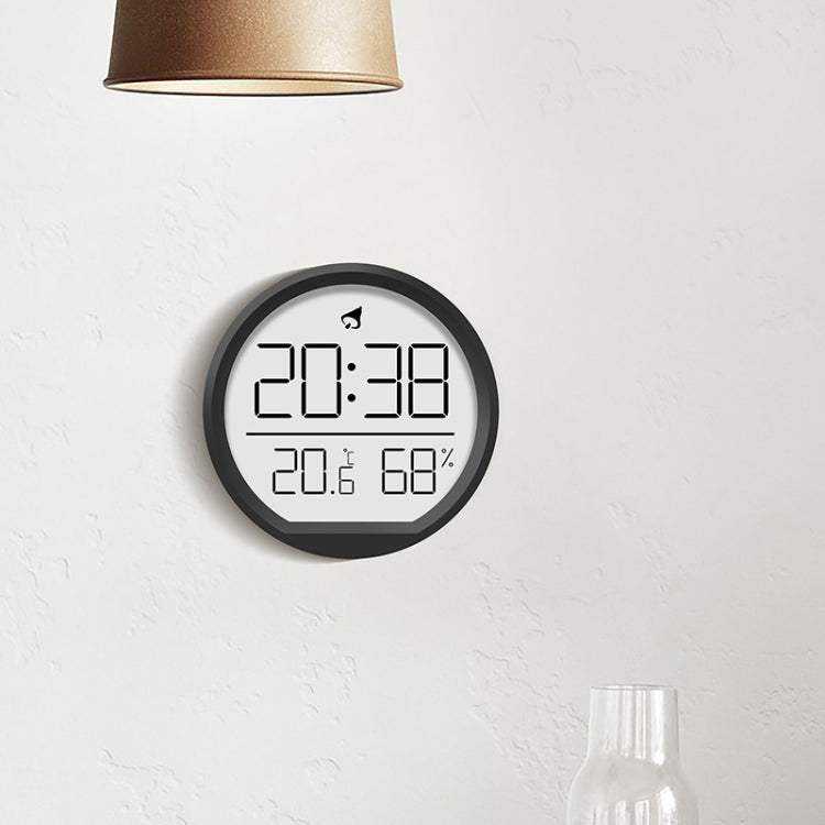 Slim Magnetic Thermometer And Hygrometer Clock Home Wall-Mounted Electronic Clock(Black)