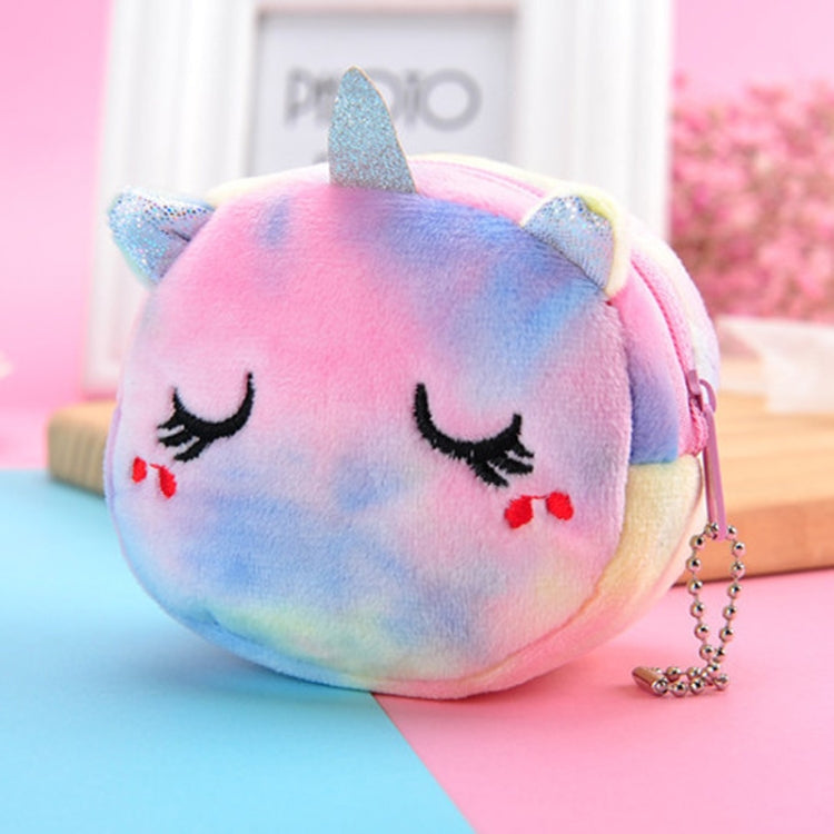 Mini Colorful Round Plush Coin Purse Lipstick Data Cable Portable Bag, Style: Colt