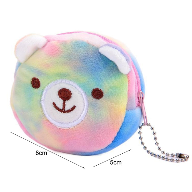 Mini Colorful Round Plush Coin Purse Lipstick Data Cable Portable Bag, Style: Big Eyes Colt