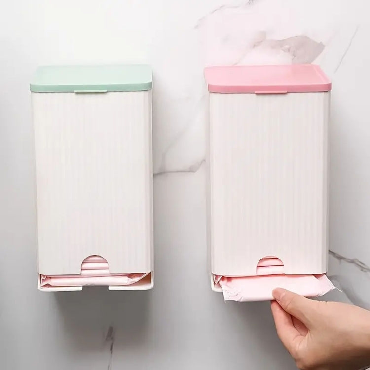 Bathroom Wall-mounted Sanitary Napkin Organizer Multifunctional Cotton Swab Tissue Box(Green)