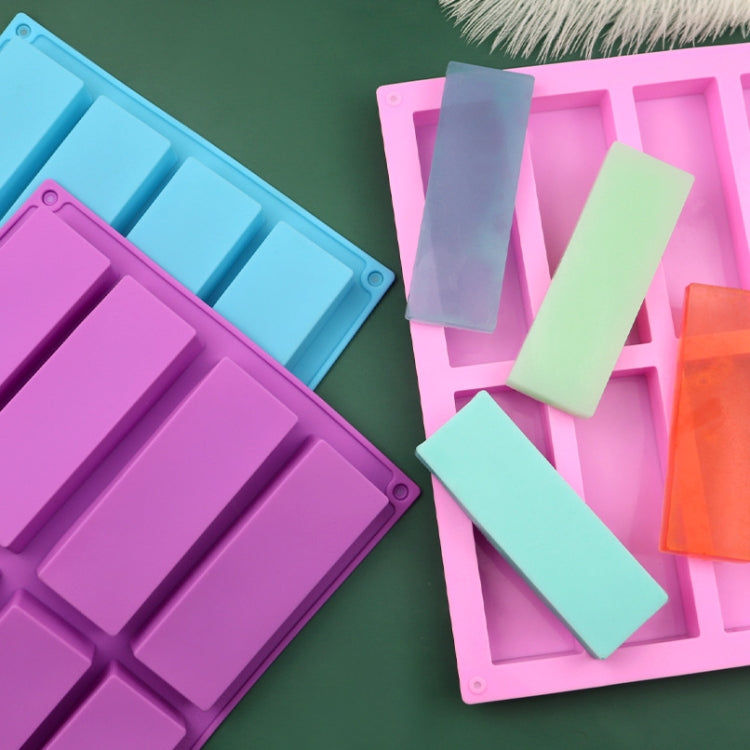 8 Grids Rectangular Silicone Handmade Soap Mould DIY Aromatherapy Mould(Purple)
