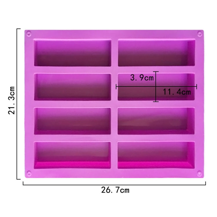 8 Grids Rectangular Silicone Handmade Soap Mould DIY Aromatherapy Mould(Pink)