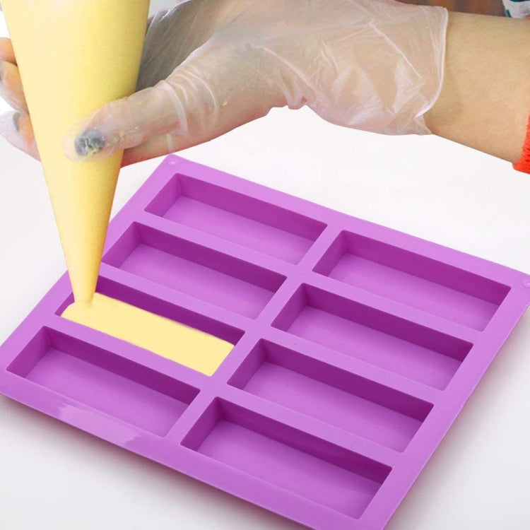 8 Grids Rectangular Silicone Handmade Soap Mould DIY Aromatherapy Mould(Pink)