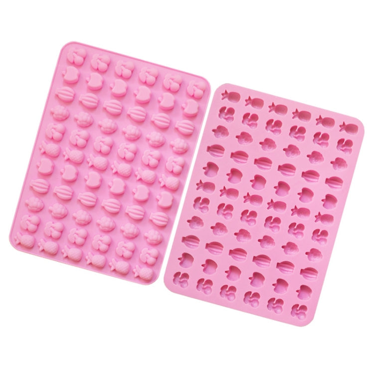 66 Grids Fruit Silicone Fudge Molds Mini Candy Molds(Pink)