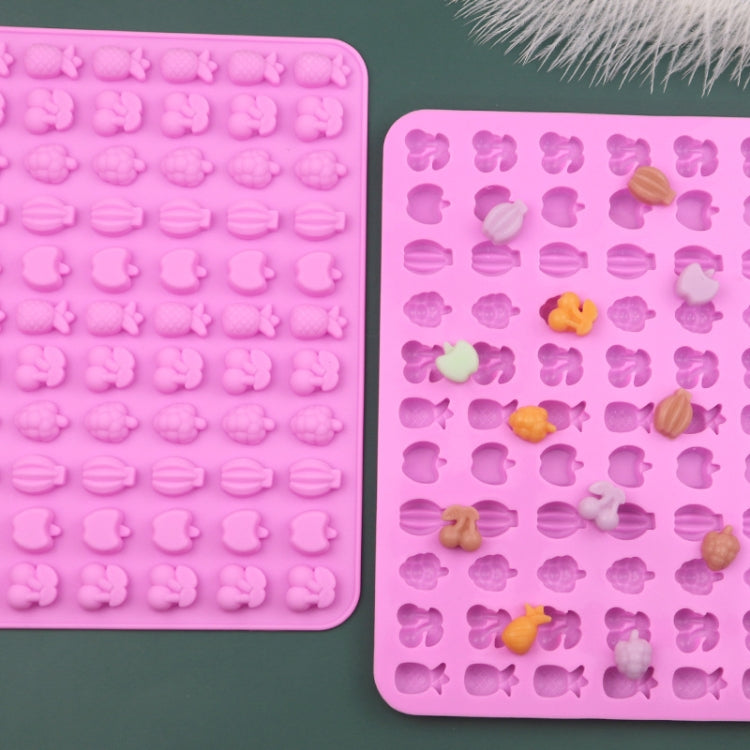 66 Grids Fruit Silicone Fudge Molds Mini Candy Molds(Pink)