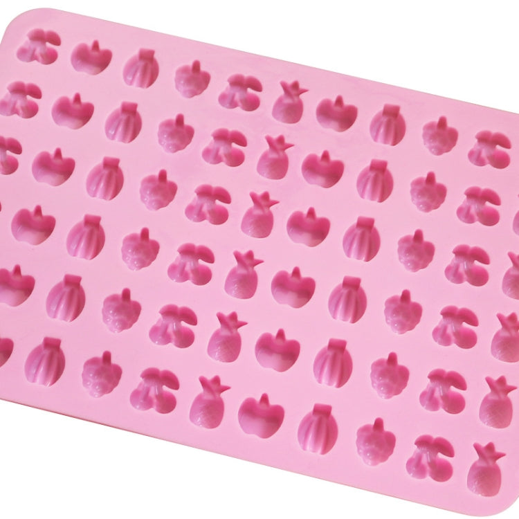 66 Grids Fruit Silicone Fudge Molds Mini Candy Molds(Pink)