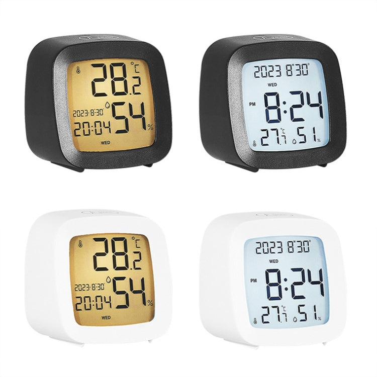 Multifunctional Temperature and Humidity LCD Clock Home Bedside Alarm Clock(2205 Black)