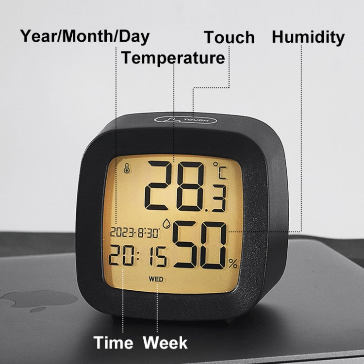 Multifunctional Temperature and Humidity LCD Clock Home Bedside Alarm Clock(2306 White)