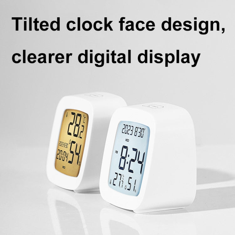 Multifunctional Temperature and Humidity LCD Clock Home Bedside Alarm Clock(2306 White)