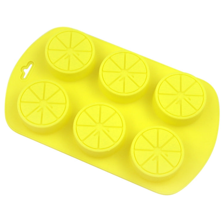 6 Grids Round Lemon Shape Silicone Moon Cake Model Kitchen Baking Handmade Cake Mold(Yellow)