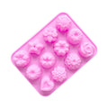 12 Grids Different Flower Grass Shape Silicon Model Kitchen Baking Cake Model DIY Handmade Soap Mould, Specification: Pink Heavy Model