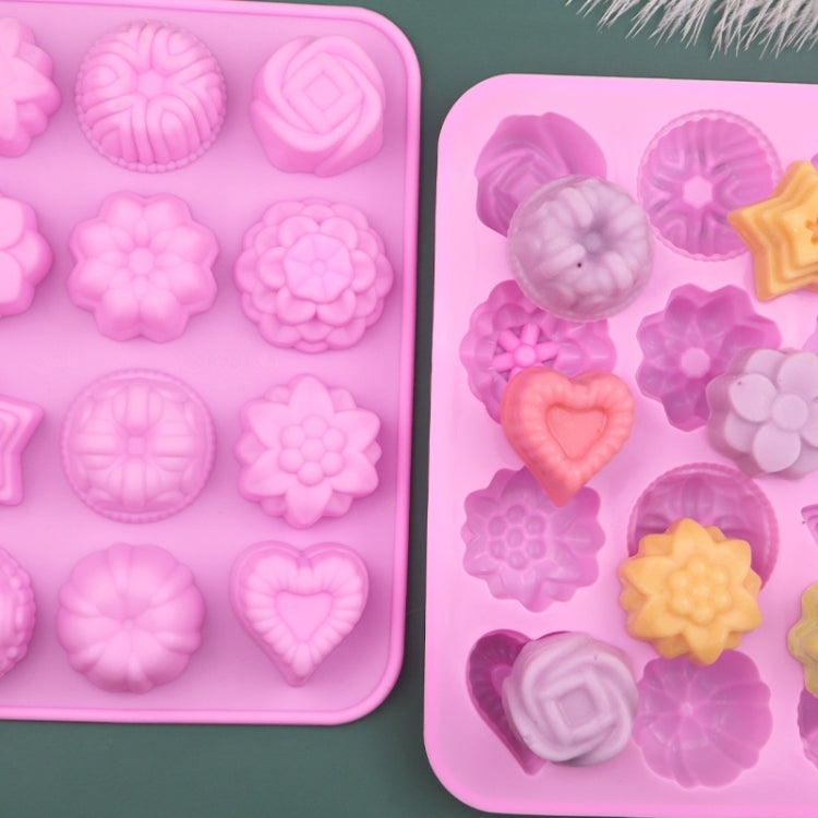 12 Grids Different Flower Grass Shape Silicon Model Kitchen Baking Cake Model DIY Handmade Soap Mould, Specification: Pink Heavy Model