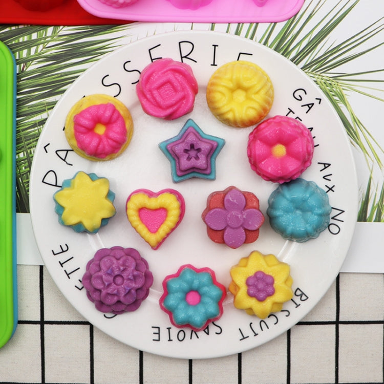 12 Grids Different Flower Grass Shape Silicon Model Kitchen Baking Cake Model DIY Handmade Soap Mould, Specification: Pink Heavy Model
