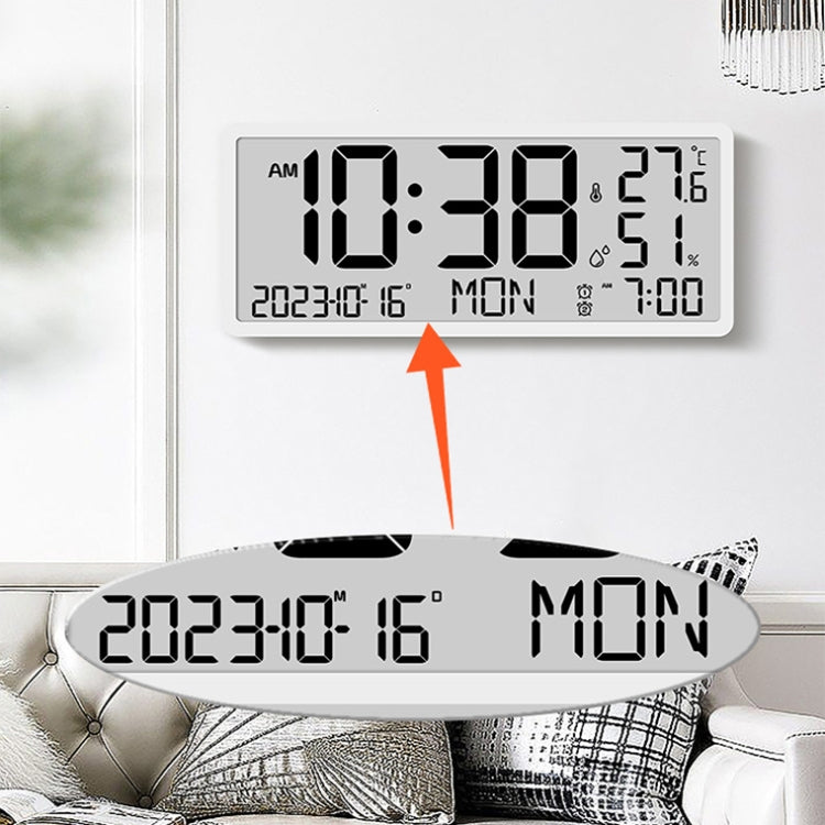 LCD Multifunctional Living Room Wall Clock Electronic Clock With Date/Temperature/Humidity Display(Black)