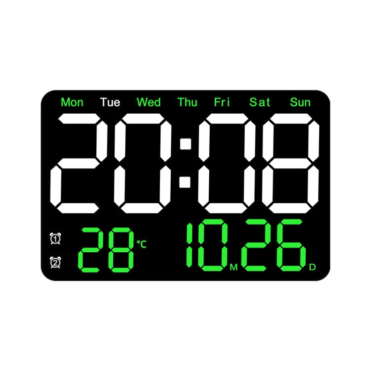 Multifunctional LED Digital Display Electronic Wall Clock Living Room Silent Alarm Clock, Color: Green