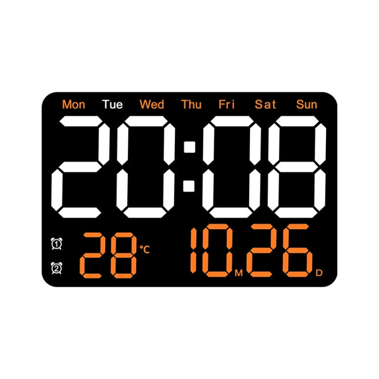 Multifunctional LED Digital Display Electronic Wall Clock Living Room Silent Alarm Clock, Color: Orange