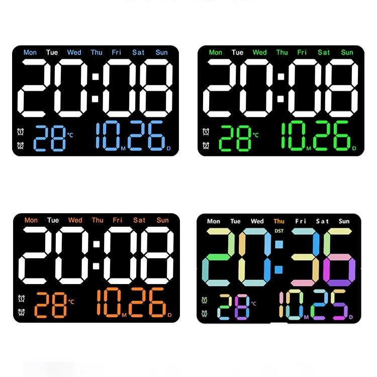 Multifunctional LED Digital Display Electronic Wall Clock Living Room Silent Alarm Clock, Color: Blue