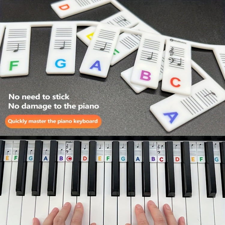 Silicone Piano Notes Guide Removable Piano Keyboard, Spec: 61 Keys White Bottom Black Text