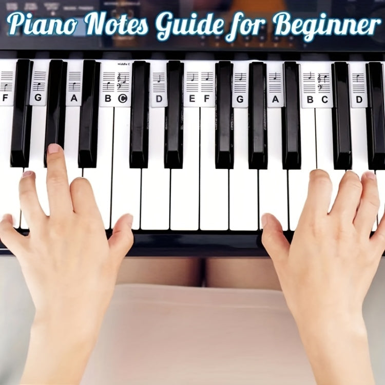 Silicone Piano Notes Guide Removable Piano Keyboard, Spec: 61 Keys White Bottom Color Text