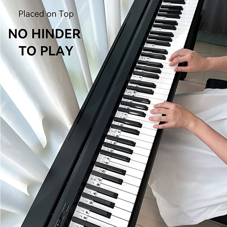 Silicone Piano Notes Guide Removable Piano Keyboard, Spec: 88 Keys White Bottom Black Text