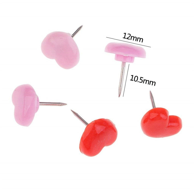 100pcs /Box 10.6x7.8x1.8cm Love Plastic Studs DIY Office School Colorful Pins(Pink)