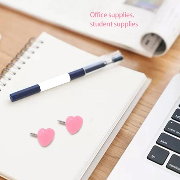 100pcs /Box 10.6x7.8x1.8cm Love Plastic Studs DIY Office School Colorful Pins(Pink)
