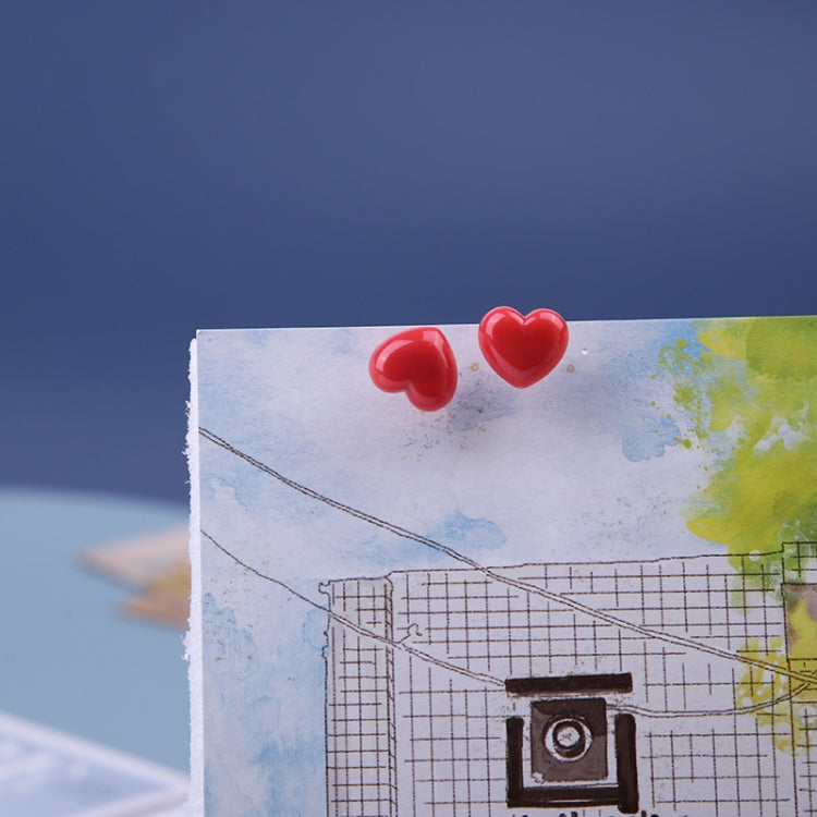 100pcs /Box 10.6x7.8x1.8cm Love Plastic Studs DIY Office School Colorful Pins(Pink)