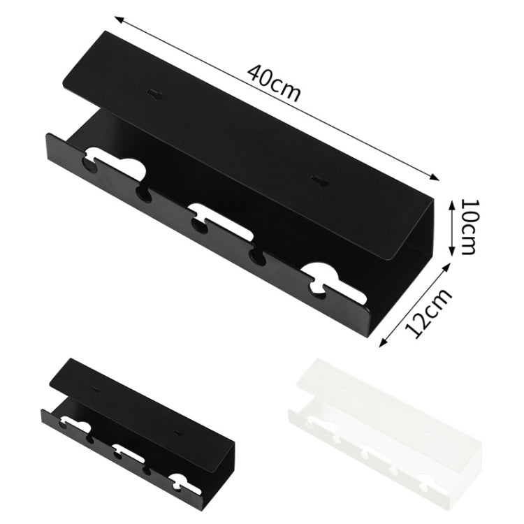 Under Desk Cable Organizer Hole-Free Home Computer Table Bottom Power Cord Plug Storage Rack(White)