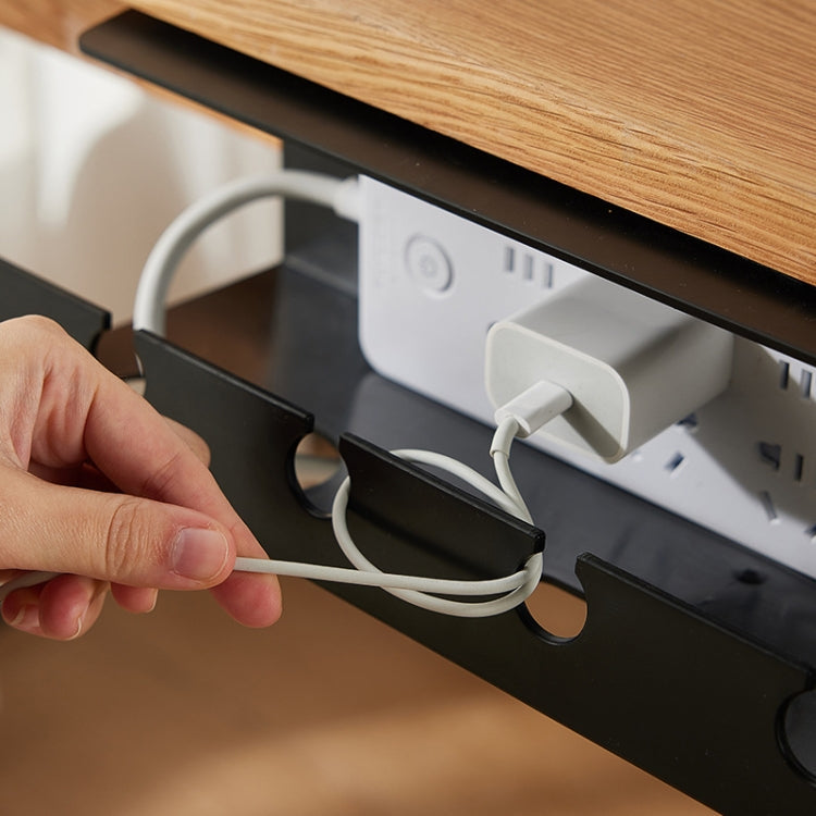 Under Desk Cable Organizer Hole-Free Home Computer Table Bottom Power Cord Plug Storage Rack(White)