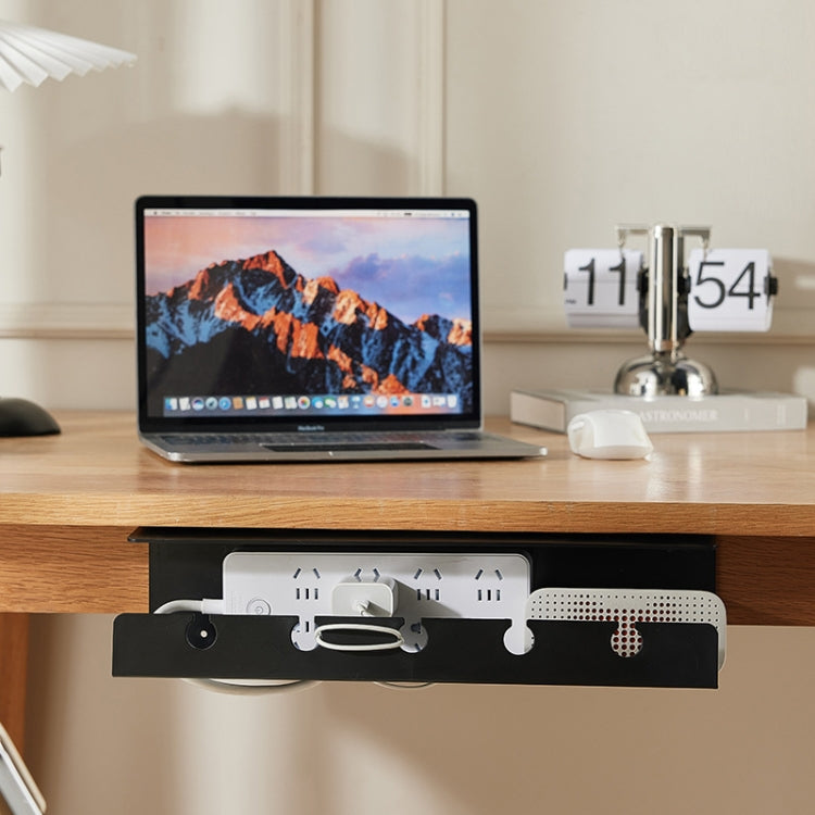 Under Desk Cable Organizer Hole-Free Home Computer Table Bottom Power Cord Plug Storage Rack(White)