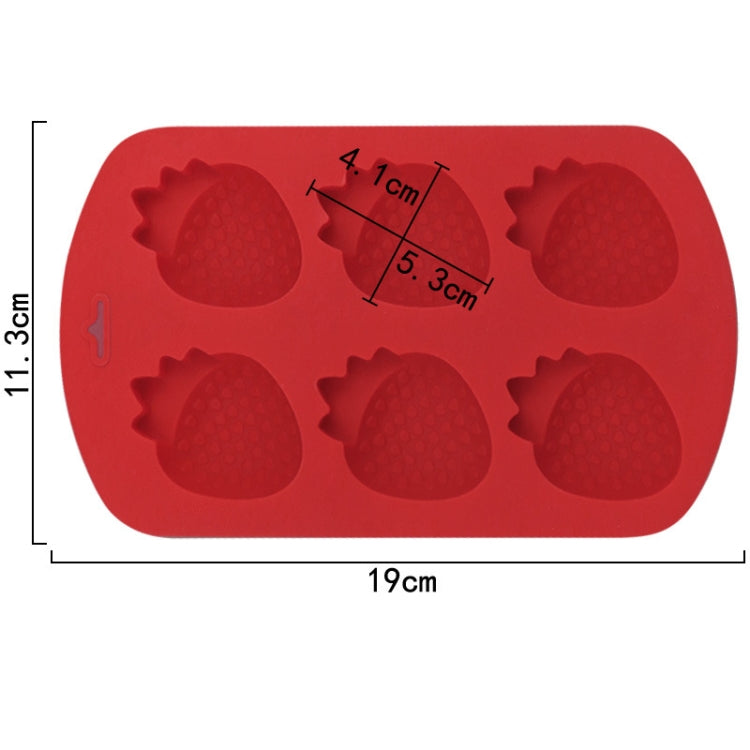 6 Grids Strawberry Silicone Cake Mold Baking DIY Chocolate Mould(Red)