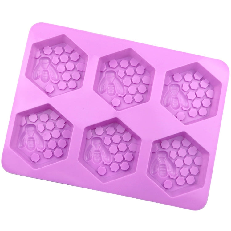 6 Grids Bee Hive Silicone Cake Molds Handmade Aroma Soap Mould(Purple)