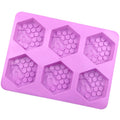 6 Grids Bee Hive Silicone Cake Molds Handmade Aroma Soap Mould(Purple)