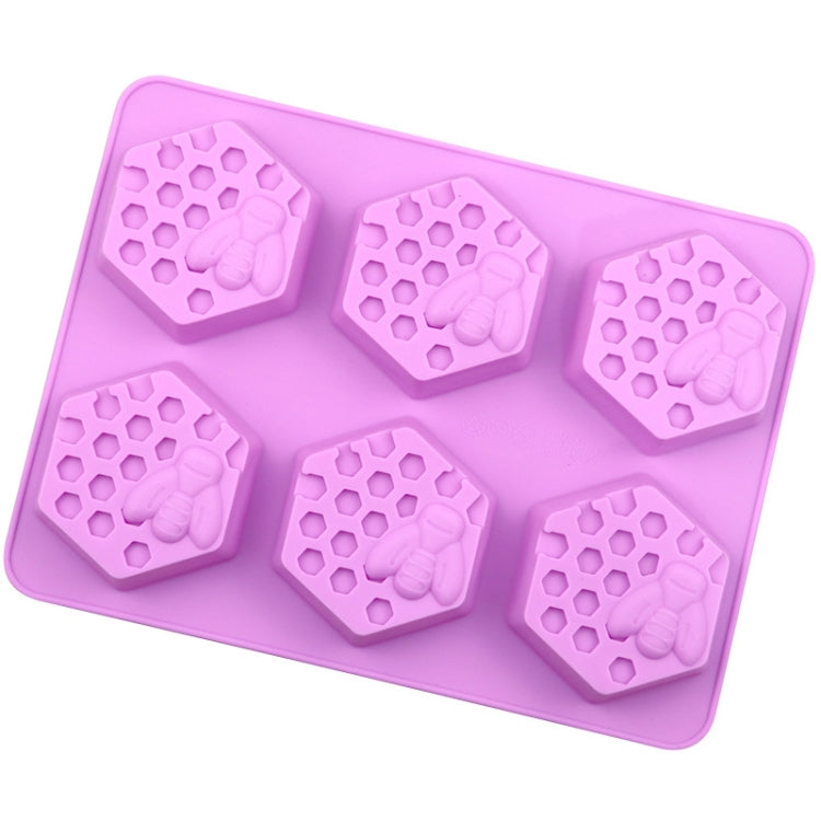 6 Grids Bee Hive Silicone Cake Molds Handmade Aroma Soap Mould(Purple)