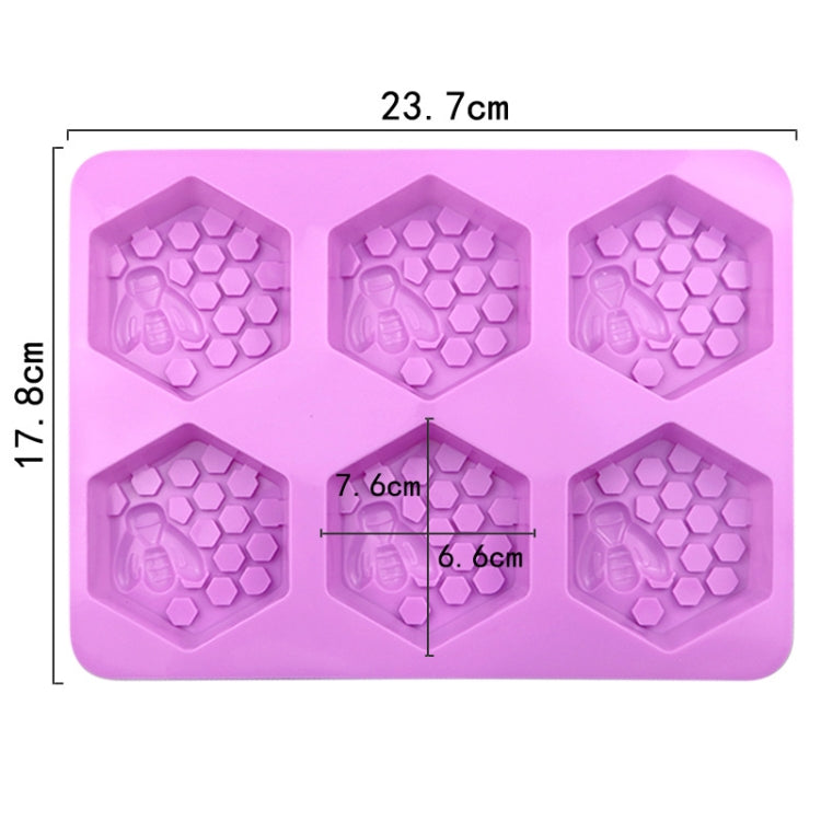 6 Grids Bee Hive Silicone Cake Molds Handmade Aroma Soap Mould(Purple)
