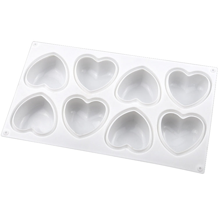 8 Grids Heart Silicone Chocolate Mold Handmade Aroma Soap Mould(White)