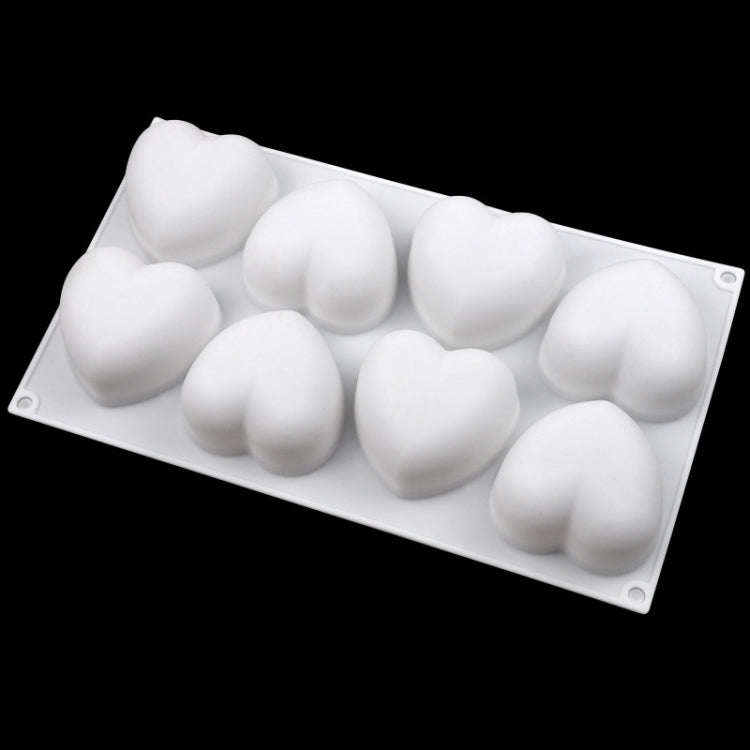 8 Grids Heart Silicone Chocolate Mold Handmade Aroma Soap Mould(White)