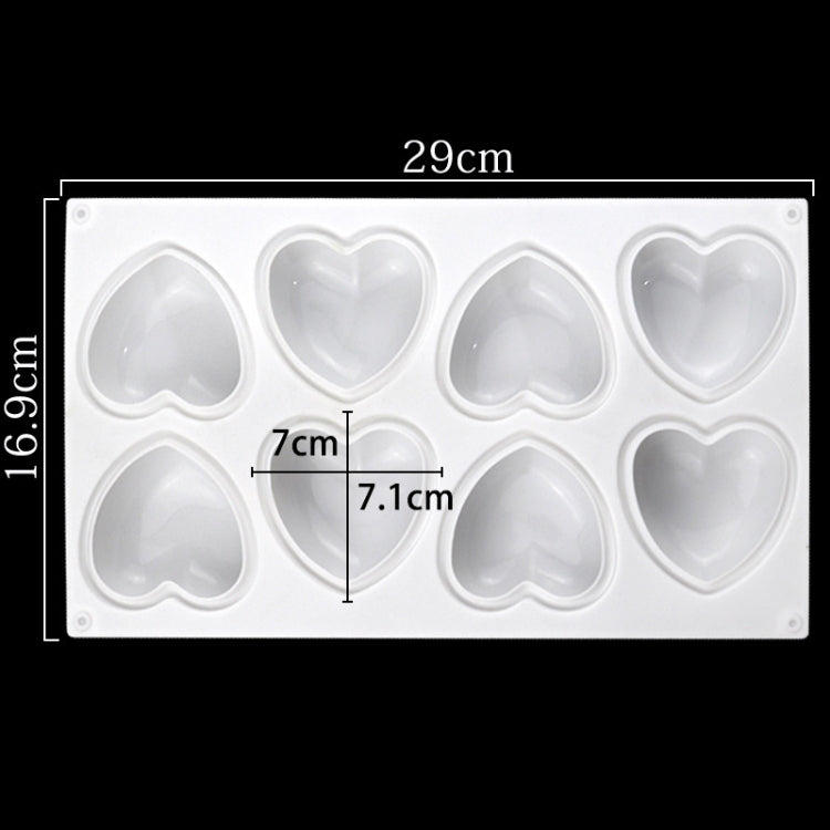 8 Grids Heart Silicone Chocolate Mold Handmade Aroma Soap Mould(White)