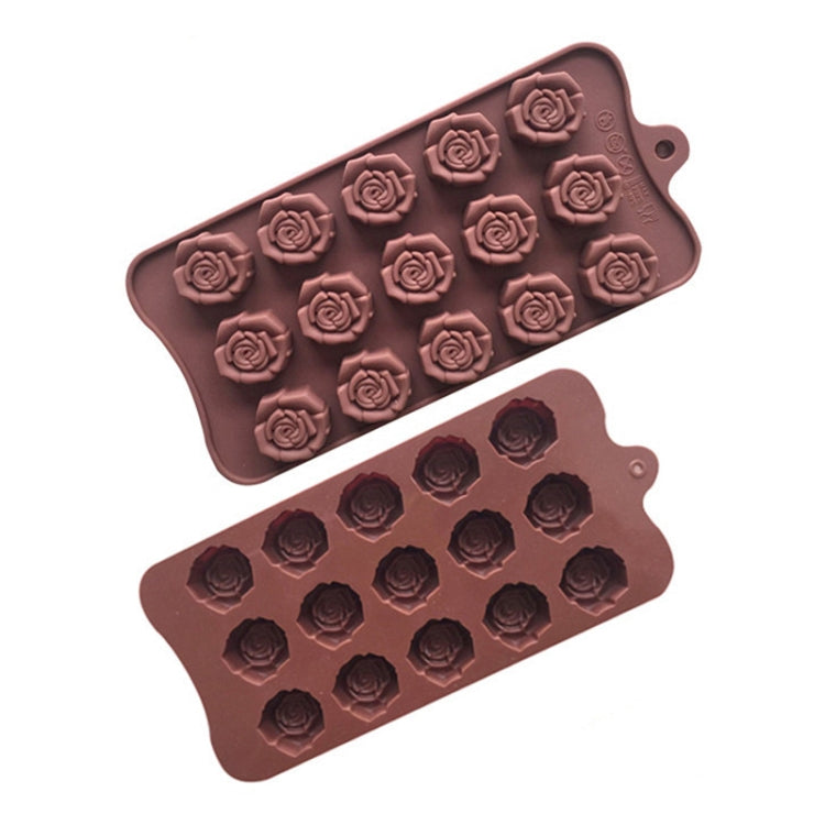 15 Grids Dimensional Rose Chocolate Mould Silicone Handmade Soap Molds(Chocolate Color)