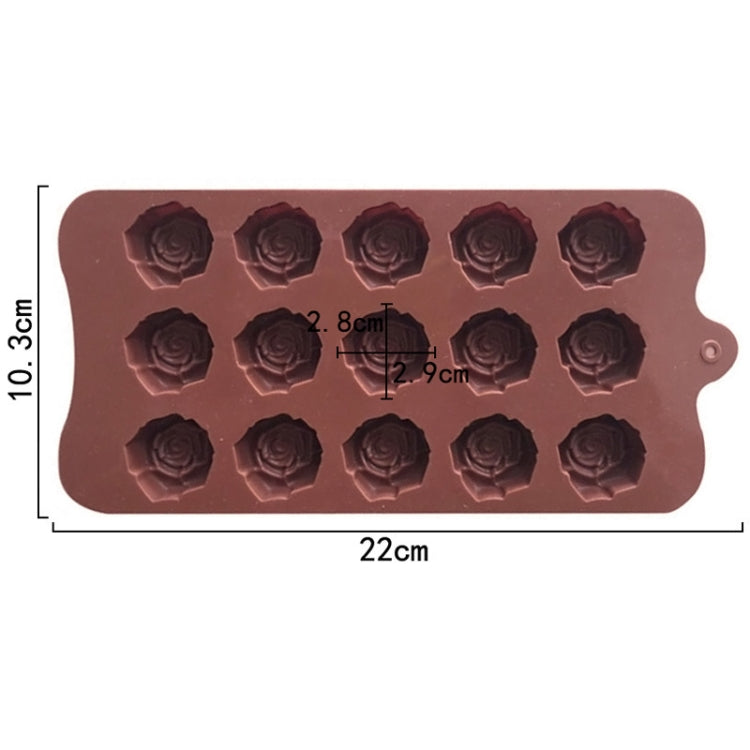 15 Grids Dimensional Rose Chocolate Mould Silicone Handmade Soap Molds(Chocolate Color)