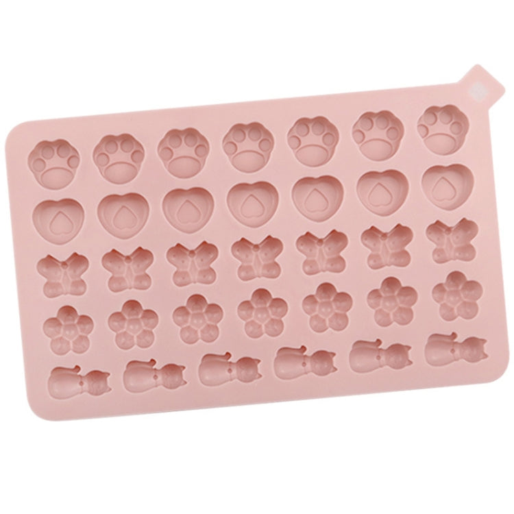 34 Grids Cats Butterfly Flower Silicone Mould DIY Cookie And Candy Decoration Molds(Pink)