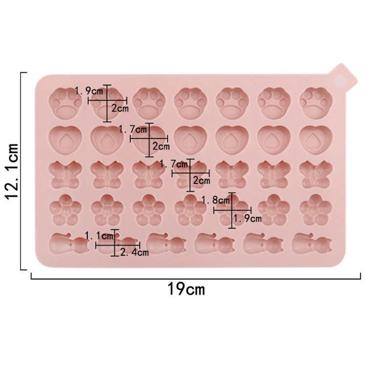 34 Grids Cats Butterfly Flower Silicone Mould DIY Cookie And Candy Decoration Molds(Pink)