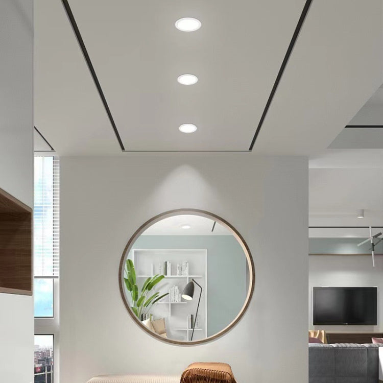 Recessed Concealed Ceiling Downlight Household Wide Voltage Thin Tube Panel Light, Model: 15W Round Opening 175mm(3000K Warm Light)